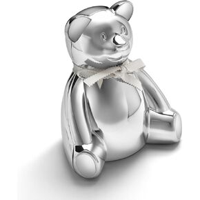 Personalized Silver-Plated Teddy Bear Bank – Classic Baby Gift – Non-Tarnish Finish, 4.5" x 2.5" Wide, Perfect Keepsake for Any Occasion