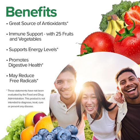FeelGood Superfoods 1000mg Immune Support Capsules Made with 25 Organic Fruits and Vegetables, Strong Immunity Boosters with Vitamins A, C, D3, and Zinc, 60 Count in Saudi Arabia