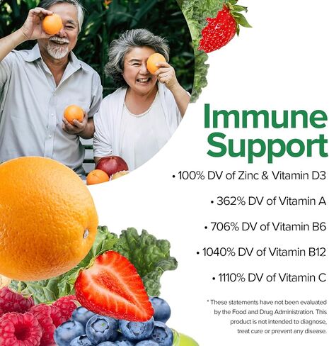 FeelGood Superfoods 1000mg Immune Support Capsules Made with 25 Organic Fruits and Vegetables, Strong Immunity Boosters with Vitamins A, C, D3, and Zinc, 60 Count in Saudi Arabia