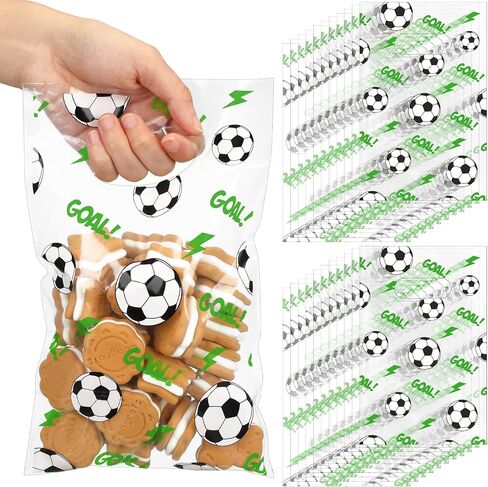 Cholemy 100 Pcs Baseball Treat Clear Snack Bags With Handles - Plastic Sport Party Candy Goodie Bags for Team Game Birthday Party Supplies Favor, 6.3 x 9.8 Inch in Saudi Arabia