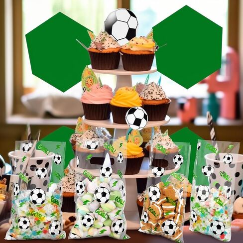 Cholemy 100 Pcs Baseball Treat Clear Snack Bags With Handles - Plastic Sport Party Candy Goodie Bags for Team Game Birthday Party Supplies Favor, 6.3 x 9.8 Inch in Saudi Arabia