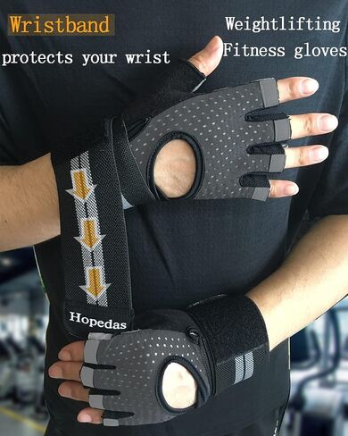 Workout Gloves Gym Weight Lifting Gloves with Wrist Wrap Support for Men & Women,Breathable Fingerless Exercise Gloves,for Fitness,Training，Pull ups，Full Palm Protection in Saudi Arabia