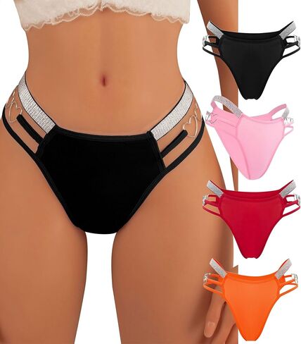 Banamic Women's Shine Strap Thong Underwear No Show Thongs Seamless Panties in Kuwait