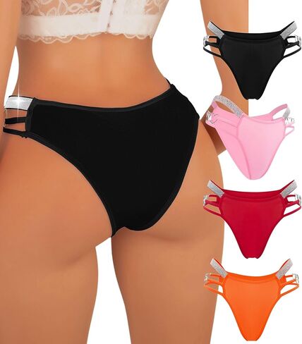 Banamic Women's Shine Strap Thong Underwear No Show Thongs Seamless Panties in Kuwait