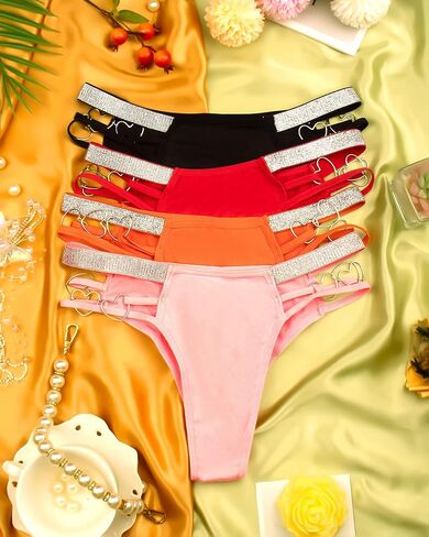 Banamic Women's Shine Strap Thong Underwear No Show Thongs Seamless Panties in Kuwait