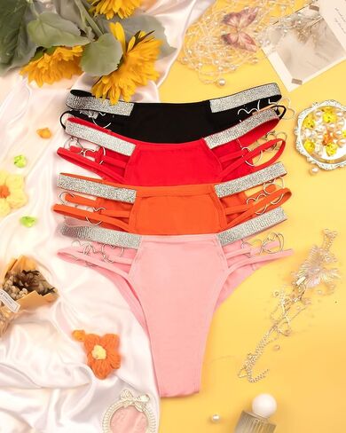 Banamic Women's Shine Strap Thong Underwear No Show Thongs Seamless Panties in Kuwait