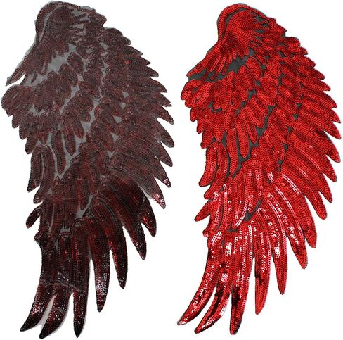 ترتر أجنحة الملاك الكبيرة بقع ديكور الحديد على خياطة على بقع كبيرة للسترة جينز ديي ، أسود in Saudi Arabia