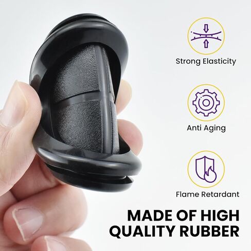 12 Pcs Rubber Grommets for Wiring, Double-Sided Rubber Plugs for 1-1/2" Drill Hole Dia, 1-3/16" ID Black Firewall Rubber Grommets for Wire Protection (30mmx38mm) in Saudi Arabia