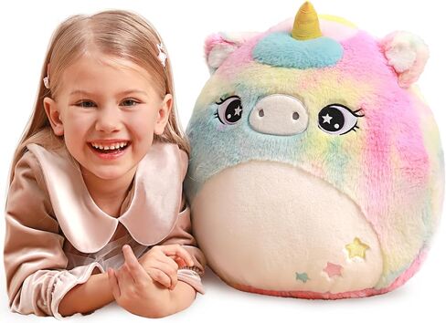 Original 16-Inch Large Unicorn Plush Pillow Stuffed Animal Toy,Big Size Cute Soft Fat Kawaii Cuddle Huggable Plushie,Gift for Kids in Saudi Arabia