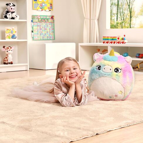 Original 16-Inch Large Unicorn Plush Pillow Stuffed Animal Toy,Big Size Cute Soft Fat Kawaii Cuddle Huggable Plushie,Gift for Kids in Saudi Arabia