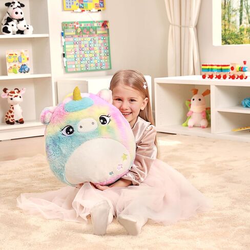 Original 16-Inch Large Unicorn Plush Pillow Stuffed Animal Toy,Big Size Cute Soft Fat Kawaii Cuddle Huggable Plushie,Gift for Kids in Saudi Arabia