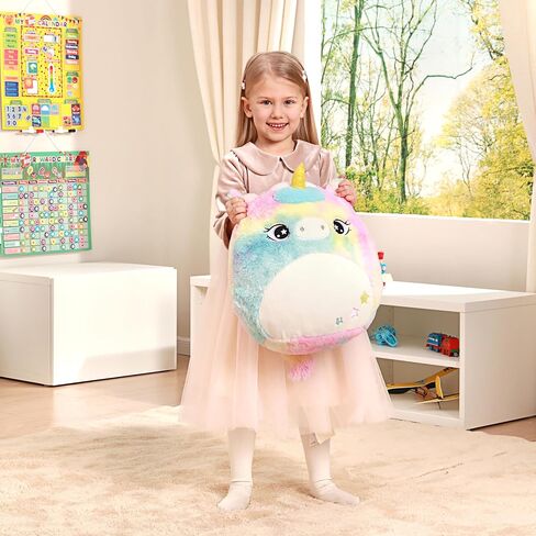 Original 16-Inch Large Unicorn Plush Pillow Stuffed Animal Toy,Big Size Cute Soft Fat Kawaii Cuddle Huggable Plushie,Gift for Kids in Saudi Arabia