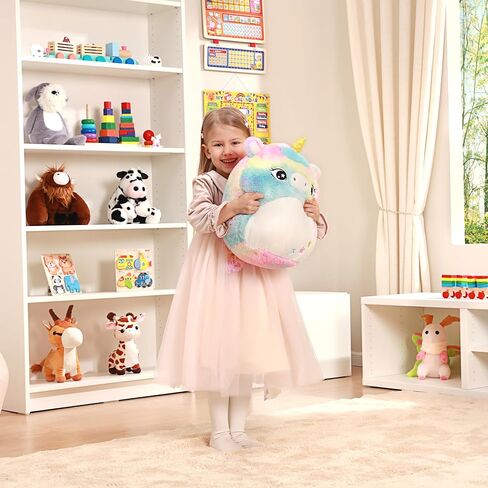 Original 16-Inch Large Unicorn Plush Pillow Stuffed Animal Toy,Big Size Cute Soft Fat Kawaii Cuddle Huggable Plushie,Gift for Kids in Saudi Arabia