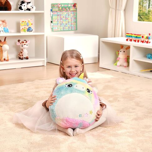 Original 16-Inch Large Unicorn Plush Pillow Stuffed Animal Toy,Big Size Cute Soft Fat Kawaii Cuddle Huggable Plushie,Gift for Kids in Saudi Arabia