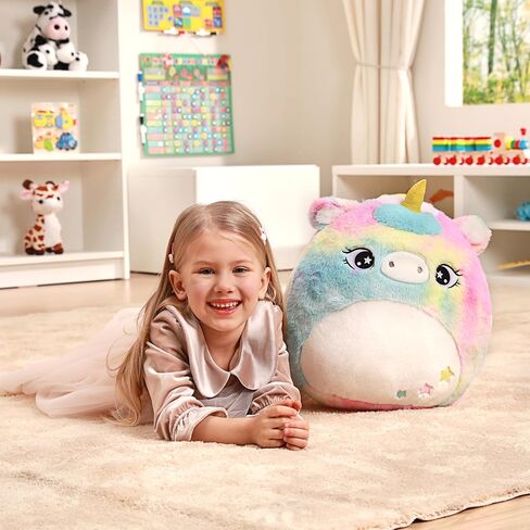 Original 16-Inch Large Unicorn Plush Pillow Stuffed Animal Toy,Big Size Cute Soft Fat Kawaii Cuddle Huggable Plushie,Gift for Kids in Saudi Arabia