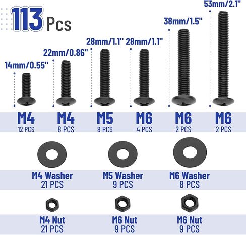 Mr. Pen- Nuts and Bolts Assortment Kit, 1080 pcs, Carbon Steel M3 M4 M5 M6 Phillips Pan Head Metric Assorted Nuts and Bolts, Nut Bolt and Washer Assortment, Bolt and Nut Assortment, Bolts and Nuts Kit in Kuwait