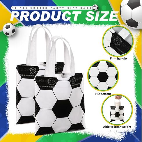 Sweetude 12 PCS Ballball Party Gift Fags Sports Sports Candy Goodie Bags 7.8 × 7.8 بوصة للكرة الطائرة غير المنسوجة مع مقابض لصالح الحفلات الرياضية لوازم ديكور عيد ميلاد in Kuwait