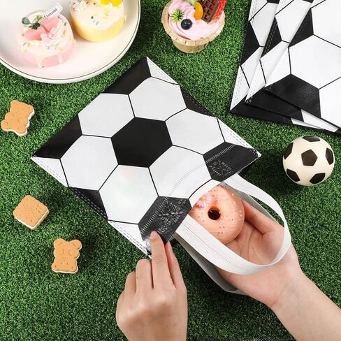 Sweetude 12 PCS Ballball Party Gift Fags Sports Sports Candy Goodie Bags 7.8 × 7.8 بوصة للكرة الطائرة غير المنسوجة مع مقابض لصالح الحفلات الرياضية لوازم ديكور عيد ميلاد in Kuwait