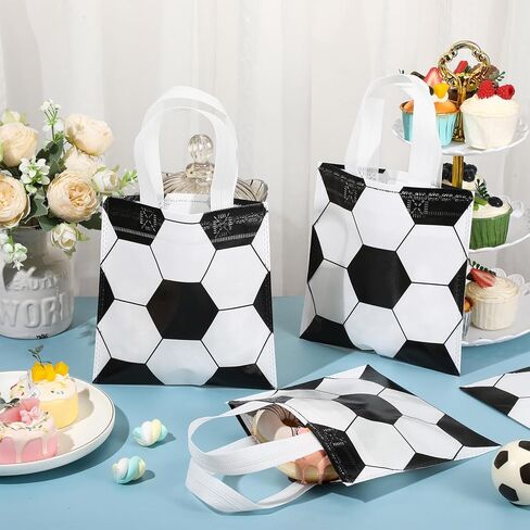 Sweetude 12 PCS Ballball Party Gift Fags Sports Sports Candy Goodie Bags 7.8 × 7.8 بوصة للكرة الطائرة غير المنسوجة مع مقابض لصالح الحفلات الرياضية لوازم ديكور عيد ميلاد in Kuwait