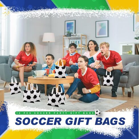 Sweetude 12 PCS Ballball Party Gift Fags Sports Sports Candy Goodie Bags 7.8 × 7.8 بوصة للكرة الطائرة غير المنسوجة مع مقابض لصالح الحفلات الرياضية لوازم ديكور عيد ميلاد in Kuwait
