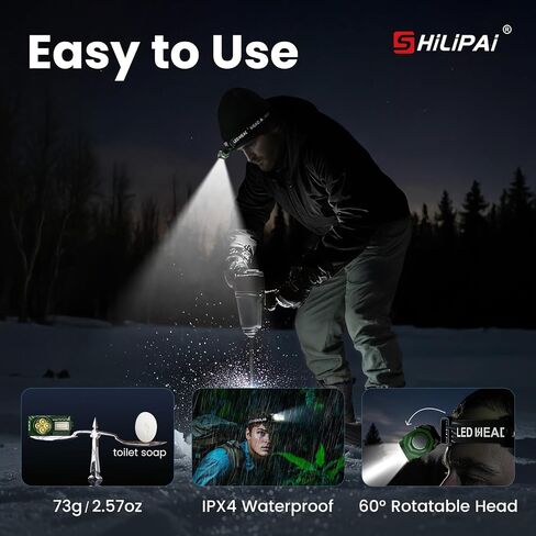 Headlamp Flashlight, Ultra-Light LED Rechargeable Headlight with White Red Light, Waterproof Motion Sensor Head Lamp, 6 Mode for Outdoor Camping Running Hiking Fishing (Black) in Saudi Arabia