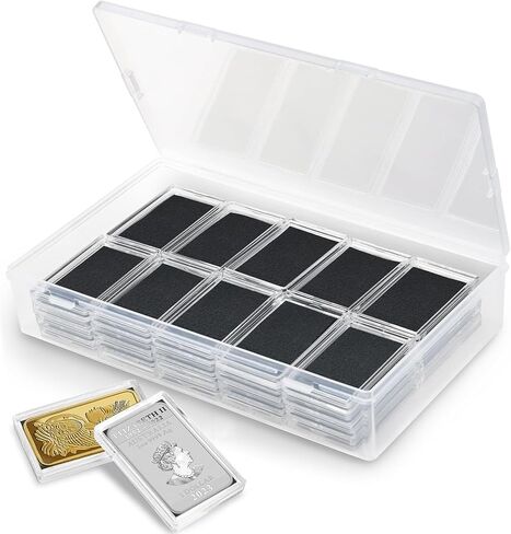 Silver Bar Holder 1 Oz Silver Bar Case 20 Pcs Silver Bar Capsule Storage Bar Capsule Clear Acrylic Storage Container for 1 Ounce Silver Bar in Kuwait