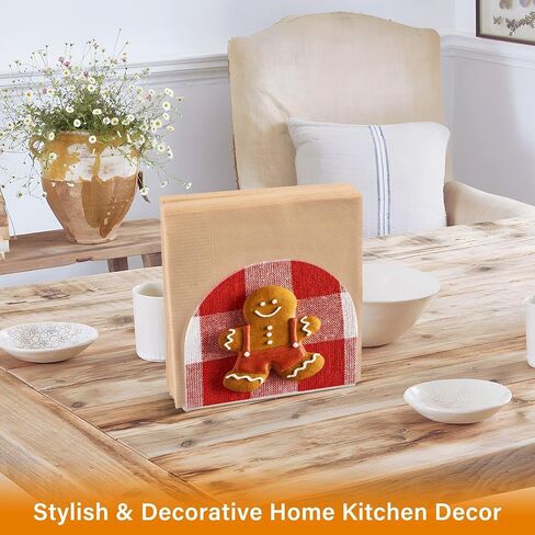 Merry Christmas Poinsettia Red Napkin Holder Acrylic Napkin Holders for Tables Paper Napkin Holder Stand Tabletop Kitchen Restaurant Standing Napkin Dispenser for Kitchen Dining Table Farmhouse in Kuwait