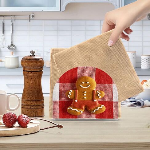Merry Christmas Poinsettia Red Napkin Holder Acrylic Napkin Holders for Tables Paper Napkin Holder Stand Tabletop Kitchen Restaurant Standing Napkin Dispenser for Kitchen Dining Table Farmhouse in Kuwait