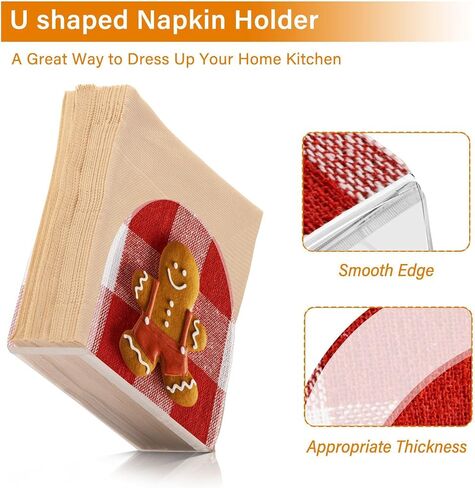 Merry Christmas Poinsettia Red Napkin Holder Acrylic Napkin Holders for Tables Paper Napkin Holder Stand Tabletop Kitchen Restaurant Standing Napkin Dispenser for Kitchen Dining Table Farmhouse in Kuwait