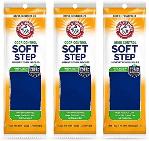 Arm & Hammer Odor Control Soft Step Insoles, Memory Foam Insoles for Men, Memory Foam Insoles for Women, Best Insoles for Standing All Day, Foot Inserts, Shoe Inserts Men and Women -1 Pair in Saudi Arabia