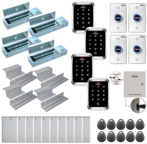 Visionis FPC-7944 4 Doors Access Control Inswinging Door 300lbs Maglock Time Attendance TCP/IP Wiegand Controller Box, Outdoor Weatherproof Keypad/Reader, EM MFR Compatible, Software, 10000 User in Saudi Arabia