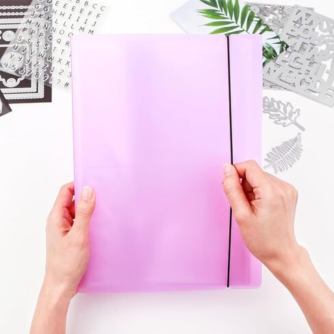 BAOFALI 20 Pages 80 Pockets /1Set Large Clear Sticker Photo Storage Album; Storage Book Organizer Folder for Postcards Stickers, Photo, Clear Stamps, and Cutting Dies 17.5x11x1.38inch (Purple) in Kuwait