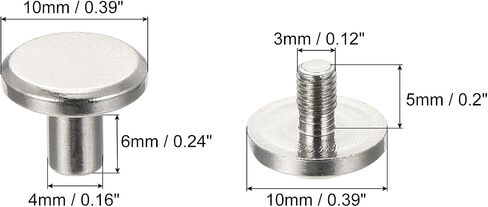 براغي شيكاغو M4x4mm من باتيكل، 50 مجموعة من مسامير شيكاغو النحاسية المشقوقة والمسامير اللولبية لحزام الجلد وألبومات صور القصاصات، فضي in Saudi Arabia