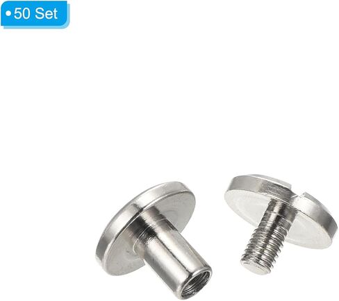 براغي شيكاغو M4x4mm من باتيكل، 50 مجموعة من مسامير شيكاغو النحاسية المشقوقة والمسامير اللولبية لحزام الجلد وألبومات صور القصاصات، فضي in Saudi Arabia