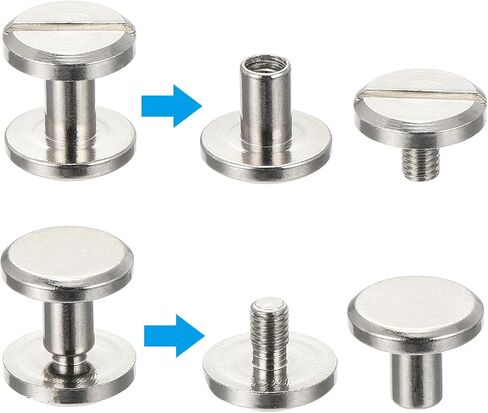 براغي شيكاغو M4x4mm من باتيكل، 50 مجموعة من مسامير شيكاغو النحاسية المشقوقة والمسامير اللولبية لحزام الجلد وألبومات صور القصاصات، فضي in Saudi Arabia