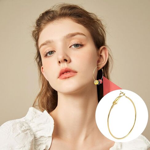 48Pcs 50mm Round Hoop Earrings Finding, Gold Silver Hypoallergenic Earring Hoops, Alloy Open Beading DIY Earrings Supplies for Jewelry Making Craft in Saudi Arabia