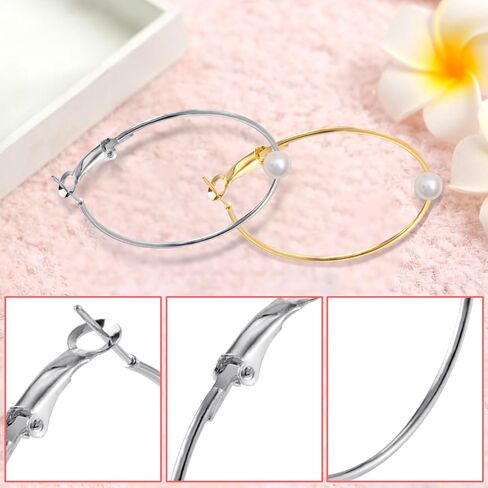 48Pcs 50mm Round Hoop Earrings Finding, Gold Silver Hypoallergenic Earring Hoops, Alloy Open Beading DIY Earrings Supplies for Jewelry Making Craft in Saudi Arabia