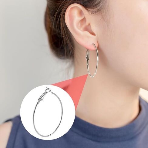 48Pcs 50mm Round Hoop Earrings Finding, Gold Silver Hypoallergenic Earring Hoops, Alloy Open Beading DIY Earrings Supplies for Jewelry Making Craft in Saudi Arabia