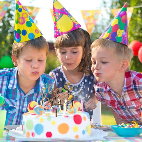 LOKIPA 6PCS Happy Birthday Cake Toppers, Flower Acrylic Cupcake Cake Toppers Gold Cake Topper for Birthday Party Anniversary Decorations in Saudi Arabia