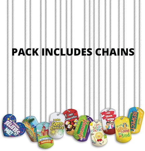 Brag Tag Value Pack to Encourage & Support Positive Classroom Student Behavior: 100 Tags (10 Tags for Each Shape) + 25 USA-Made 24" Hypoallergenic Aluminum Safety Chains in Saudi Arabia