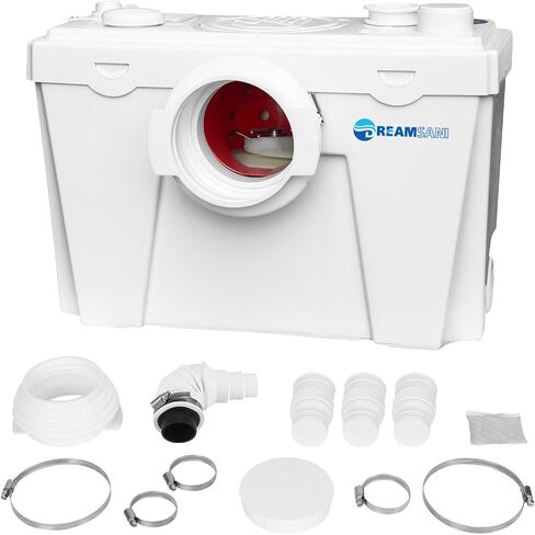 Macerator Pump for Macerating Toilet with 4 Water Inlets,Sewerage Water Pump for Easy Toilet Disposal Sewage Bathroom Kitchen Drainage in Saudi Arabia