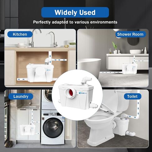 Macerator Pump for Macerating Toilet with 4 Water Inlets,Sewerage Water Pump for Easy Toilet Disposal Sewage Bathroom Kitchen Drainage in Saudi Arabia