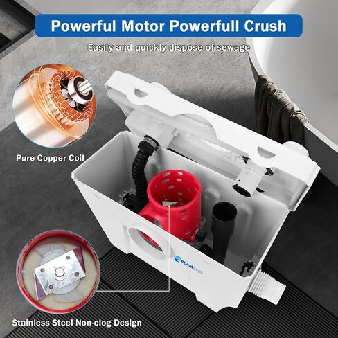 Macerator Pump for Macerating Toilet with 4 Water Inlets,Sewerage Water Pump for Easy Toilet Disposal Sewage Bathroom Kitchen Drainage in Saudi Arabia