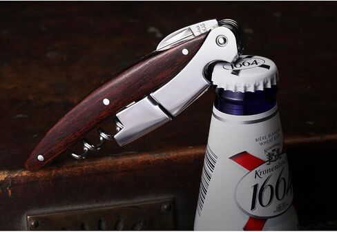 مفتاح النبيذ - Corkas Prestige Wairer Corkscrew مع مقبض Rosewood ، ودليل على فتحات النبيذ المصنوعة يدويًا مع قاطع مزدوج ، وافتتاح زجاجة ، وهدايا مثالية للسوميلير ، والزاوية ، والخوادم in Saudi Arabia
