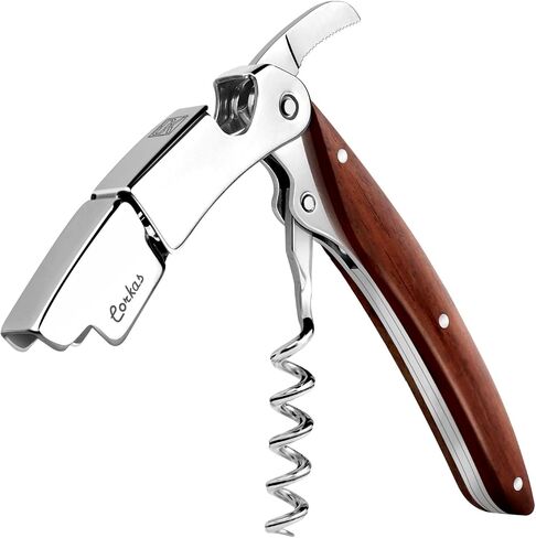 مفتاح النبيذ - Corkas Prestige Wairer Corkscrew مع مقبض Rosewood ، ودليل على فتحات النبيذ المصنوعة يدويًا مع قاطع مزدوج ، وافتتاح زجاجة ، وهدايا مثالية للسوميلير ، والزاوية ، والخوادم in Saudi Arabia