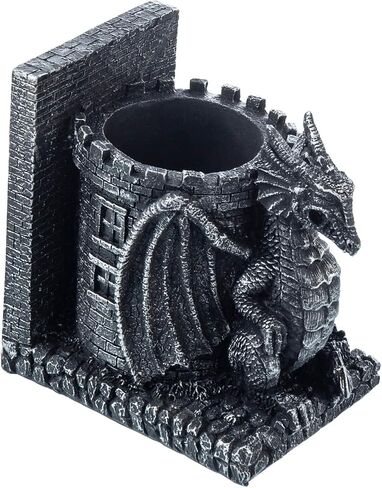 MyGift Gothic Brown Resin Dragon Guarding Castle Heavy Duty Bookends and Pencil Holder, Decorative Fantasy Inspired Dragons Tower Office Desk Pen Cup Book Ends, 1 Pair in Saudi Arabia