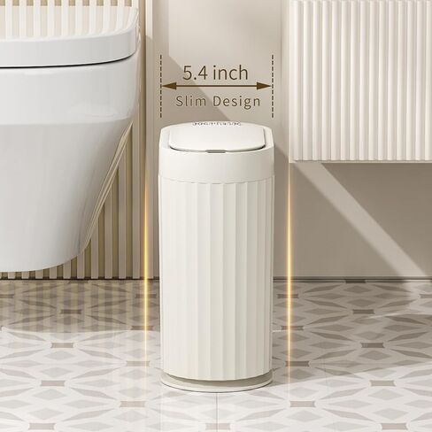 Slim Automatic Bathroom Trash Can, 10L/2.6gal Touchless Pull Out Bagging Motion Sensor Waste Basket, Electric Smart Garbage Pail for Narrow Rv, Kitchen, Bedroom, White in Saudi Arabia