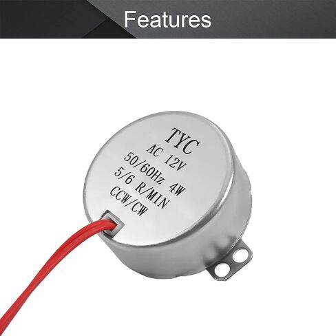 Fielect Synchronous Motor AC 12V 5-6RPM Turntable Motor CW/CCW Direction 4W TYC-50 Double Flat Tapping Shaft in Saudi Arabia