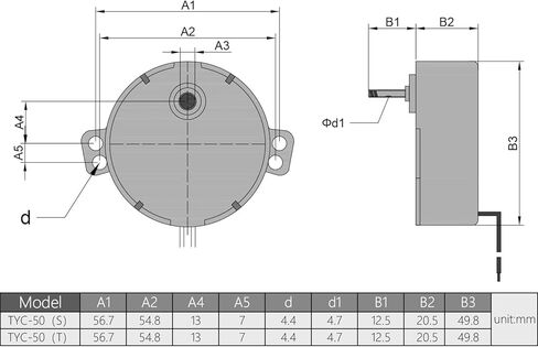 Fielect Synchronous Motor AC 12V 5-6RPM Turntable Motor CW/CCW Direction 4W TYC-50 Double Flat Tapping Shaft in Saudi Arabia