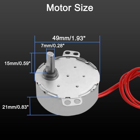 Fielect Synchronous Motor AC 12V 5-6RPM Turntable Motor CW/CCW Direction 4W TYC-50 Double Flat Tapping Shaft in Saudi Arabia